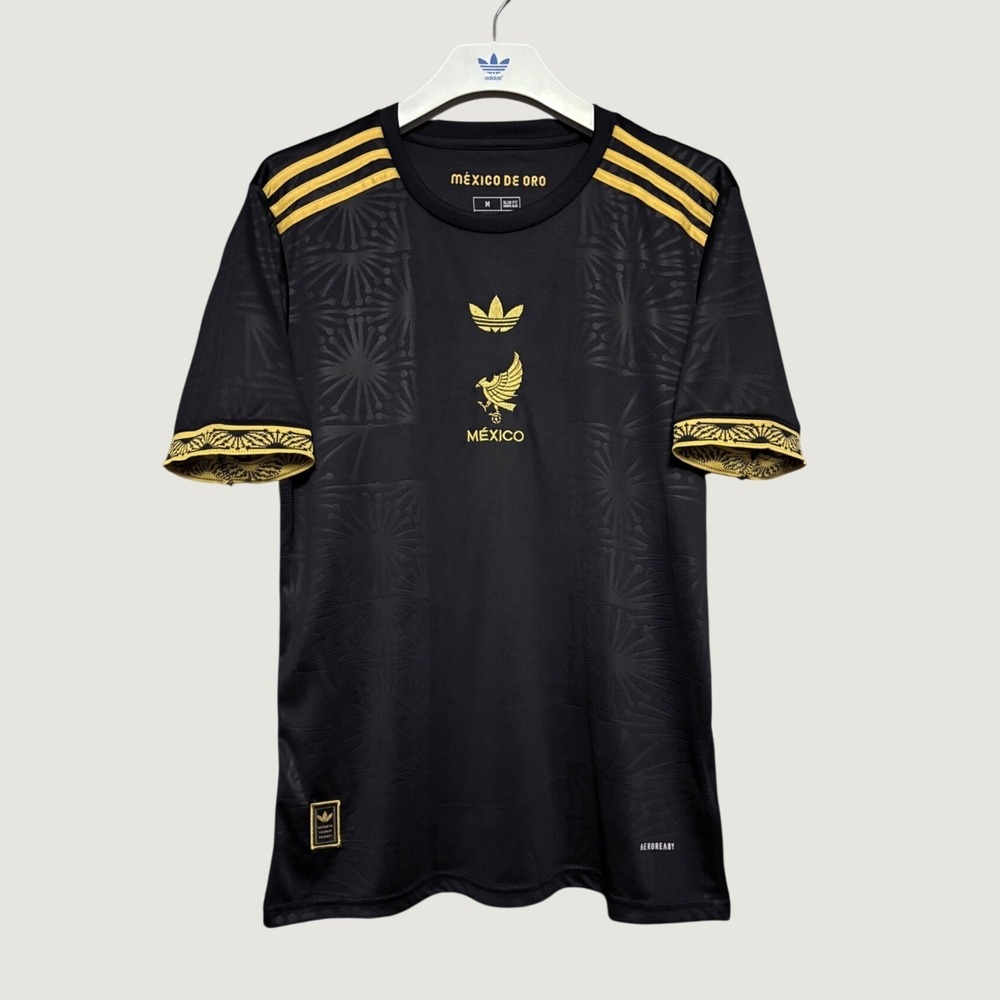 2025 Adidas Mexico De Oro Authentic Soccer Jersey Mens Medium Slim Black Gold